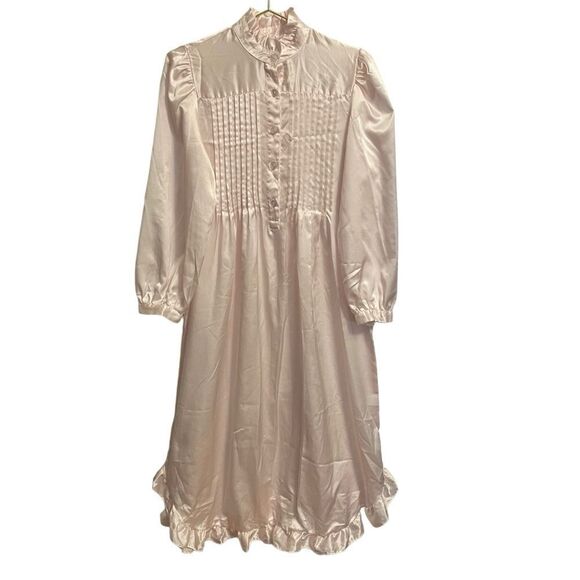 Vintage Sarah Spencer Pink Satin Long Nightgown Size MED - Picture 1 of 8